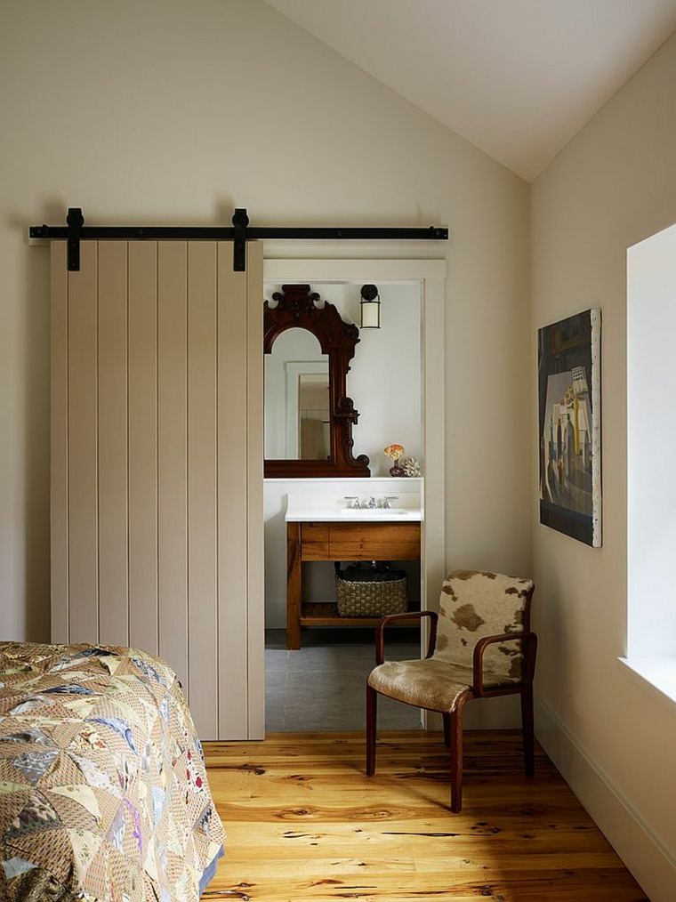 porte de grange coulissante intérieure porte blanche bois design chambre à coucher