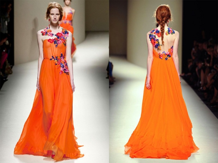 robe longue ete orange Alberta Ferretti