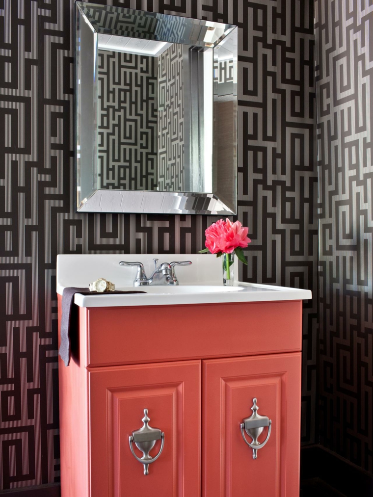 couleur salle de bain papier peint mur design meuble 