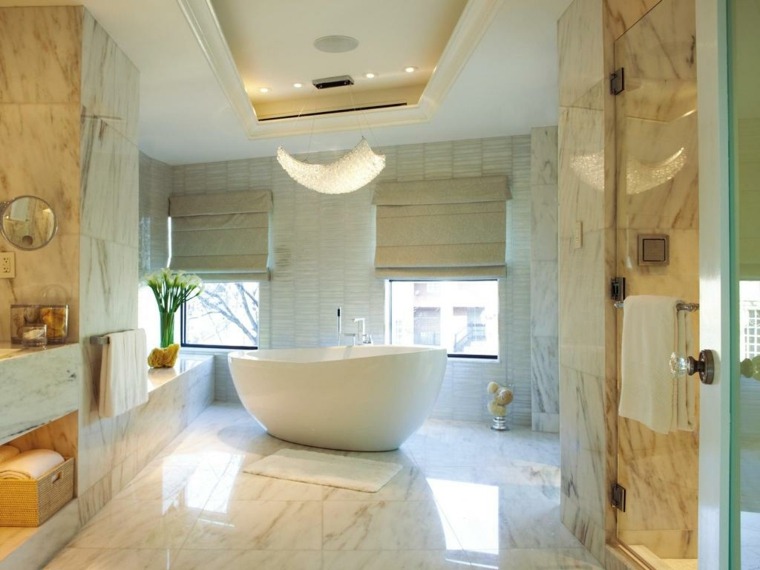 déco salle de bain design carreaux marbre pour sol