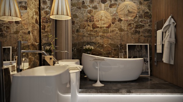 lumière salle de bain lampe design baignoire idée aménagement