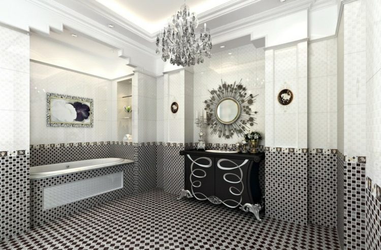 salle de bain noir et blanc elegante moderne