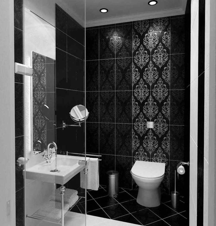 salle de bain noir et blanc moderne