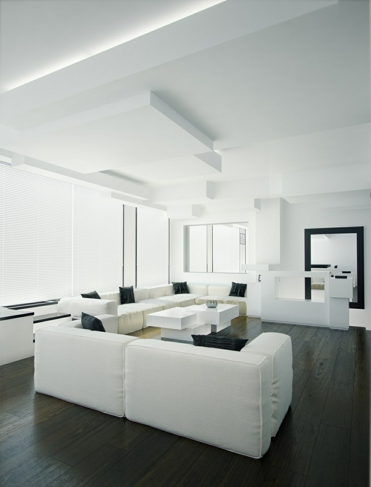 salon noir et blanc design moderne