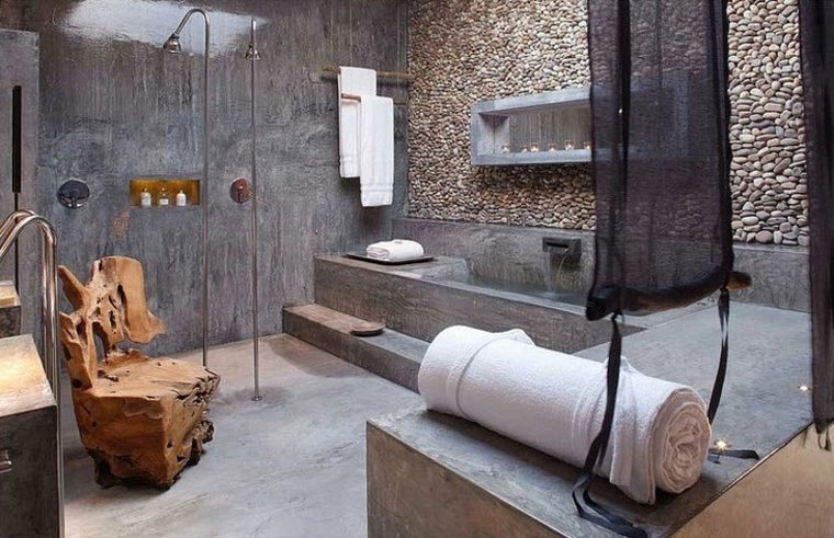 amenagement intérieur moderne salles de bains déco béton