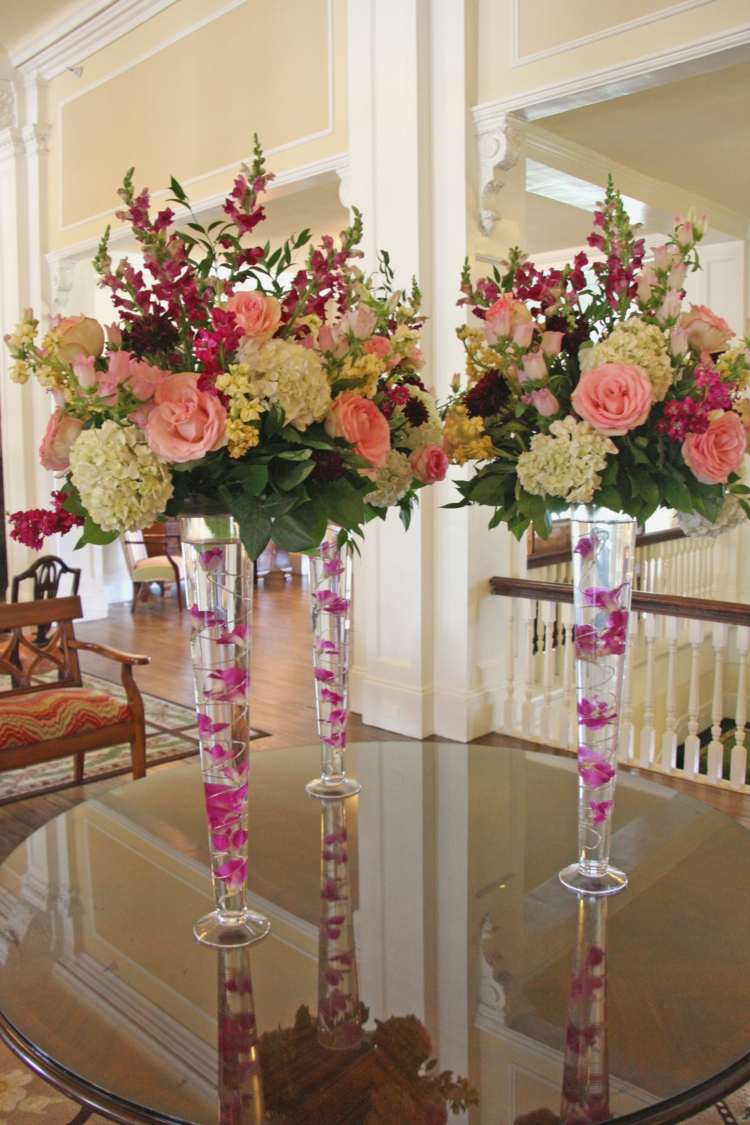 composition florale vase haut