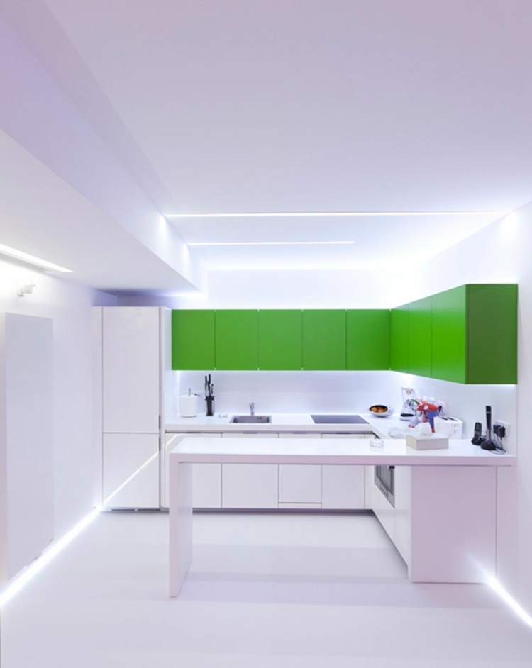 cuisine moderne elegante vert blanc