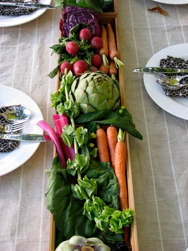 idée décoration de table légumes fruits assiette 