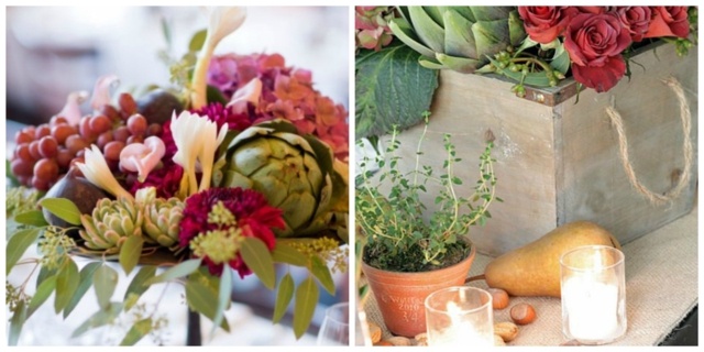 table idée décoration fleurs légumes pot de fleurs plantes poire 