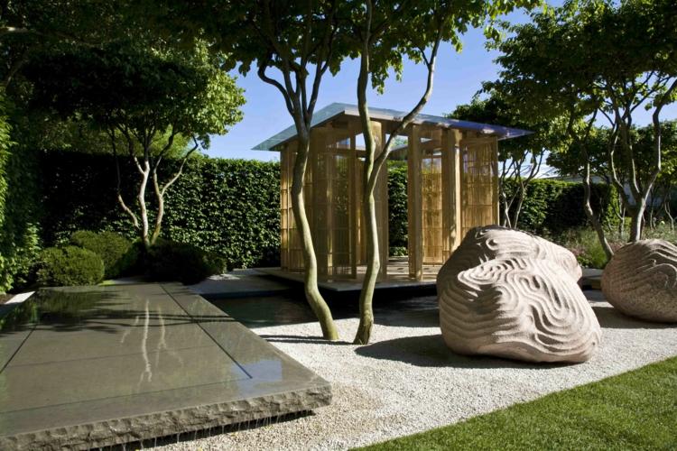 jardin japonais deco gravier