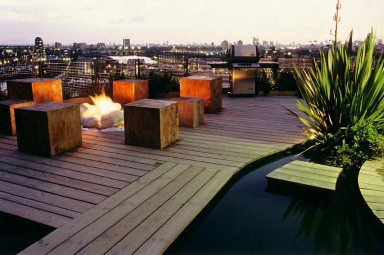 jardin moderne toit terrasse bois idées amenagement