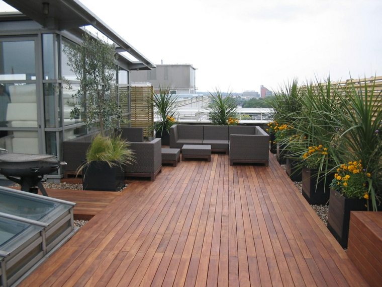 jardins modernes urbain terrasse bois