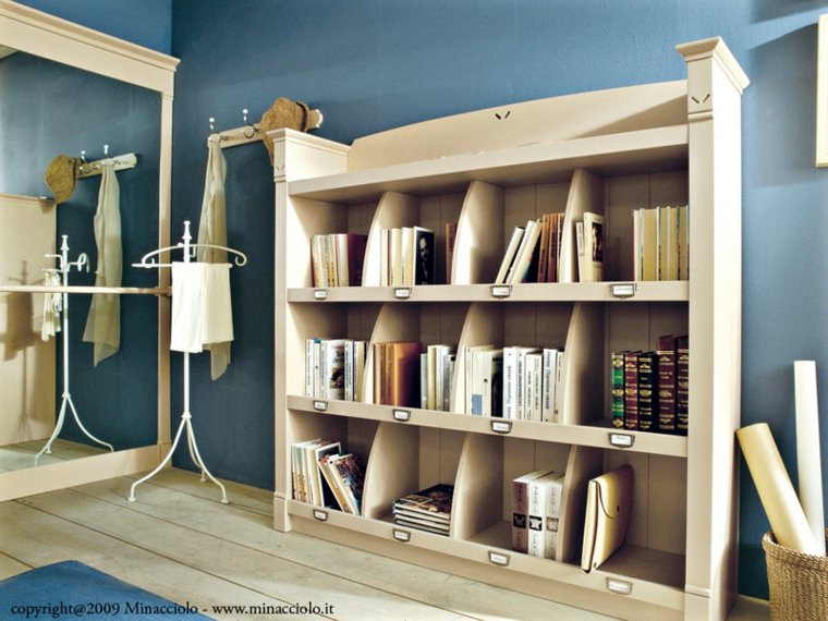 chambre enfant idée bibliothèque moderne miroir bois minacciolo