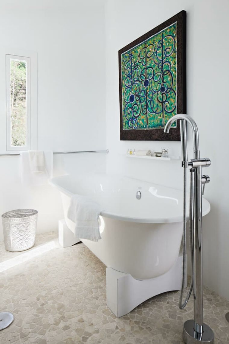 moderne design intérieur salle de bain baignoire déco mur tableau 