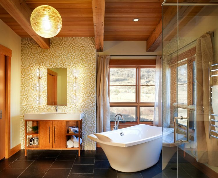 salle de bain design bois pierre