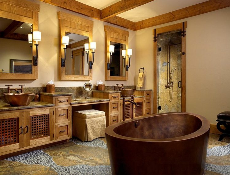 salle de bain rustique elegante