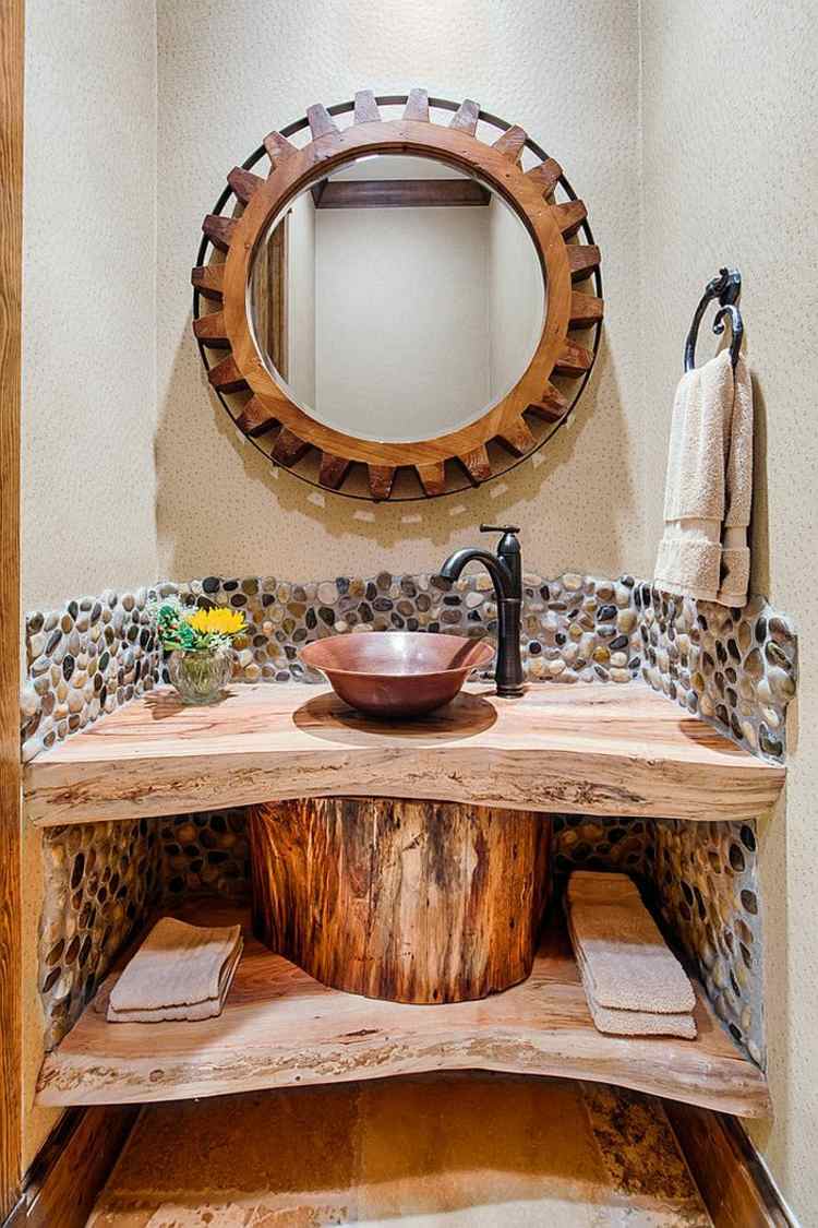 salle de bain rustique meuble lavabo bois