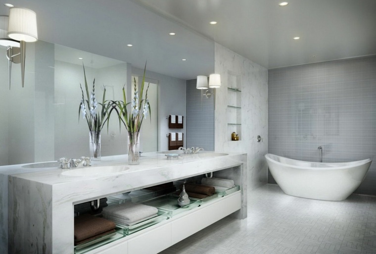 salle de bain contemporaine baignoire design idée 