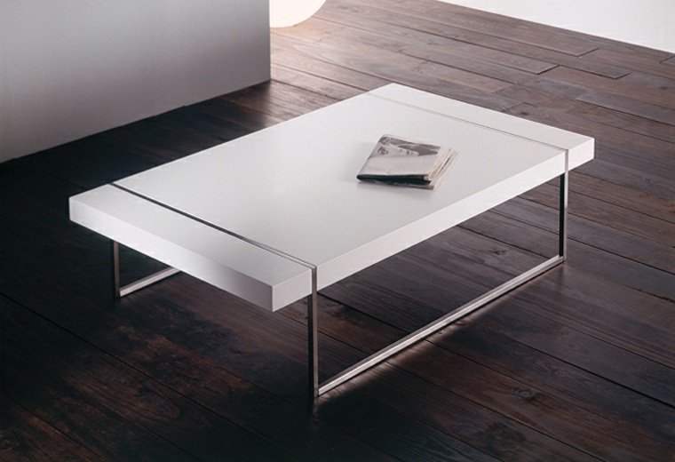 tables basses blanches design salon déco metal