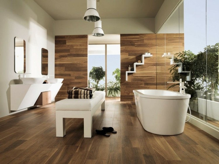 carrelage salle de bain imitation bois elegante