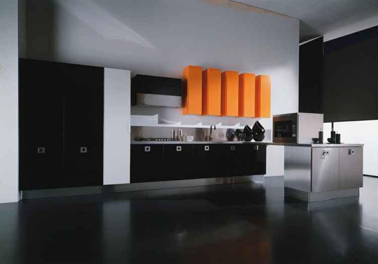cuisine moderne orange noir