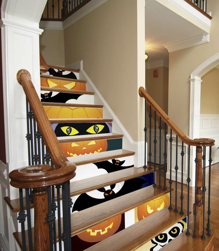 déco escalier motifs halloween