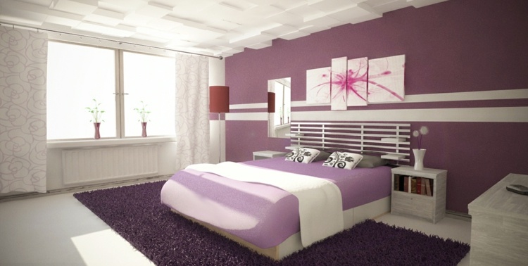 déco mur chambre a coucher violet
