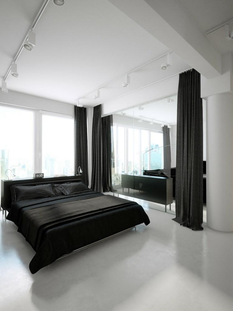 déco noir et blanc chambre minimaliste