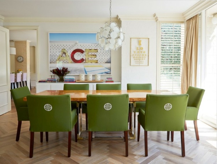 decoration salle a manger chaises vertes