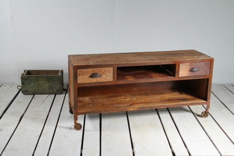 meubles bois tv salon déco vintage industriel