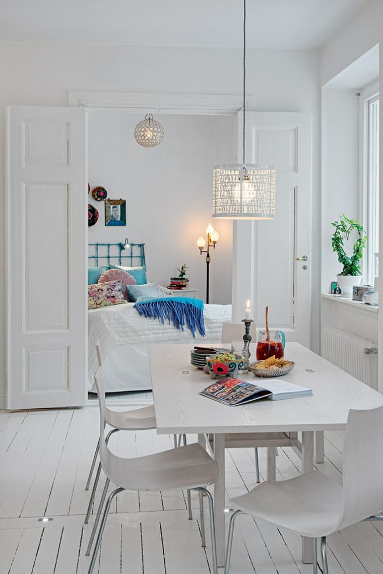 intérieur moderne design salle à manger table en bois blanche 