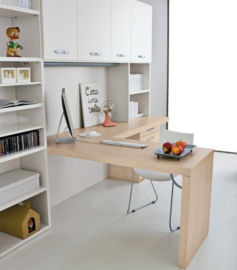 chambre enfant idée espace de travail intérieur blanc bureau en bois 