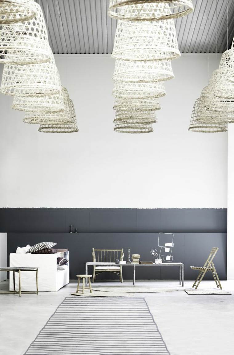 salon lampe suspendue bambou decoration scandinave