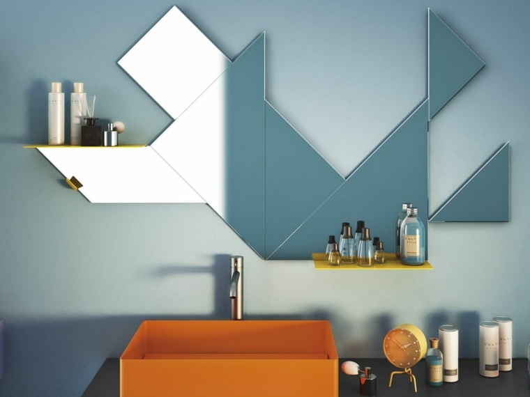 grand miroir design tangram design original salle de bain style contemporain