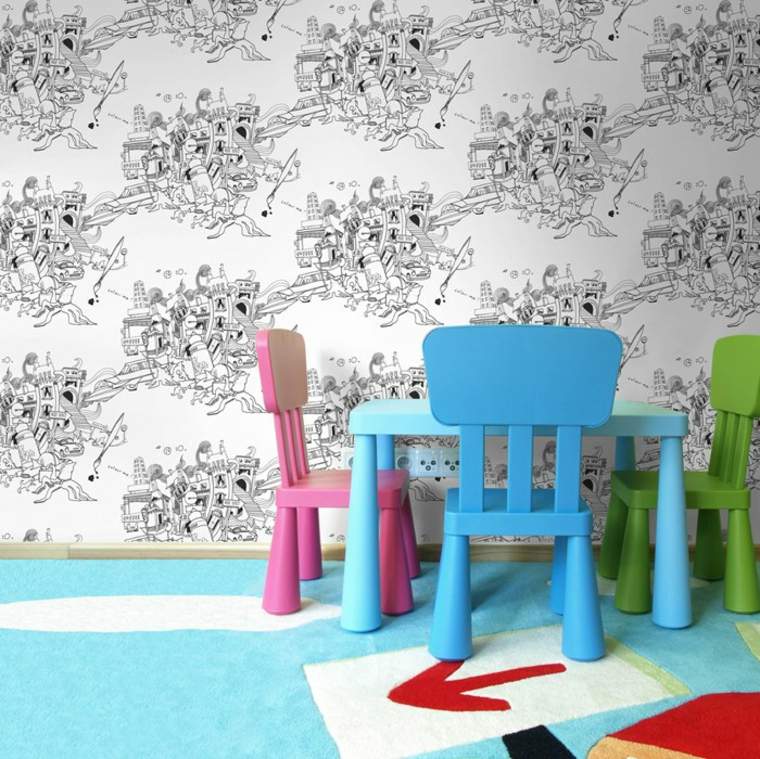tapisseries modernes chambre enfant papier peint à colorier