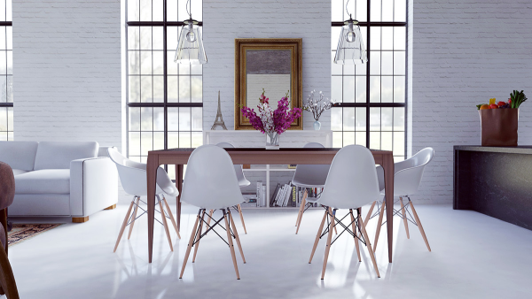idée salles à manger moderne tableau déco table en bois intérieur blanc design luminaire suspendu