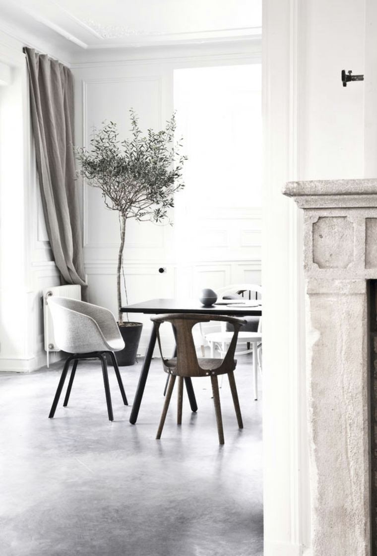 intérieur moderne cuisine plante chaise table en bois idée déco
