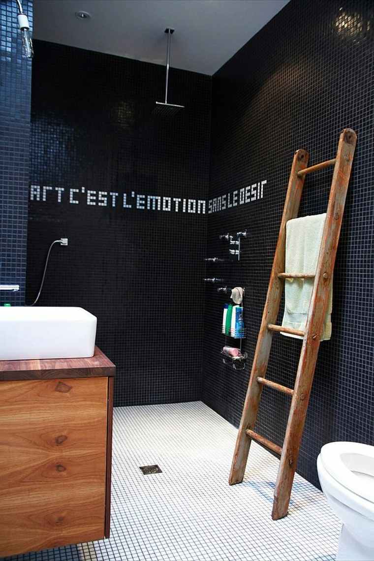 salle de bain moderne carrelage idée meuble bois 
