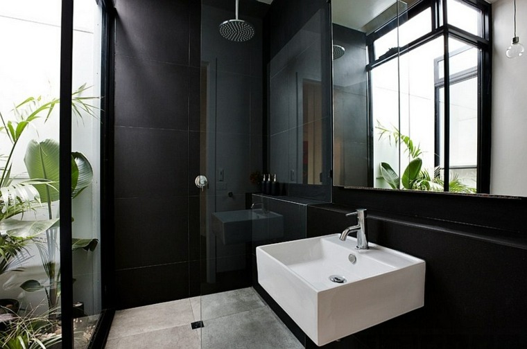 salle de bain moderne déco végétale douche italienne 