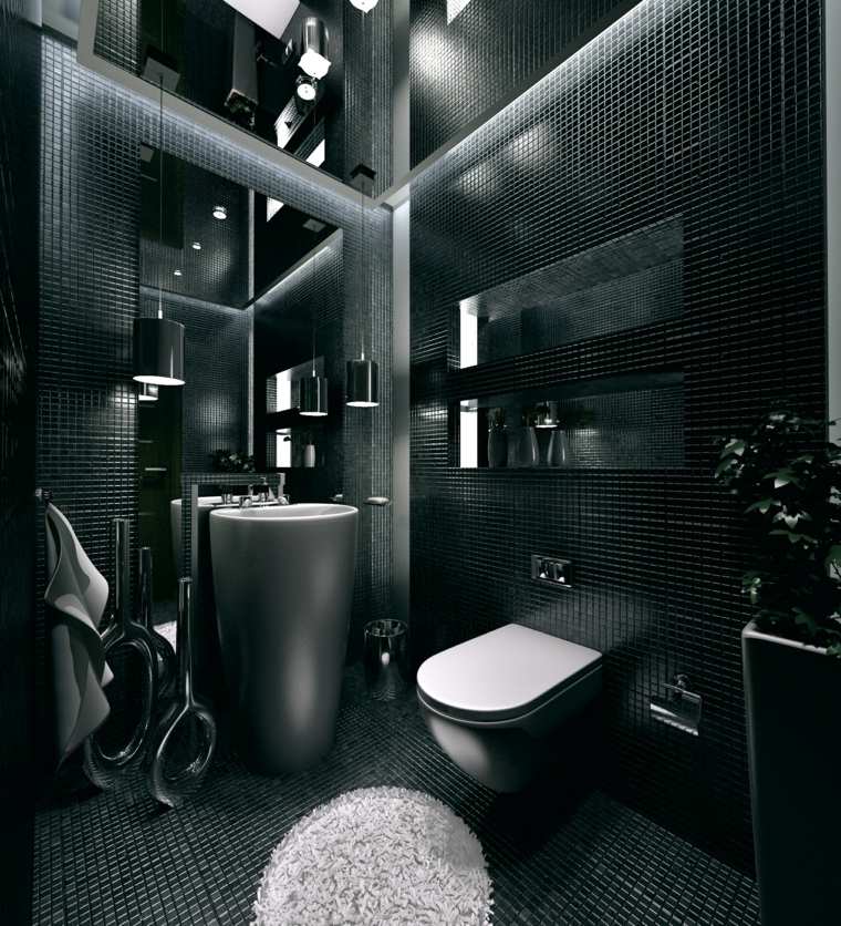 carrelage salle de bain noire design tapsi de sol toilettes