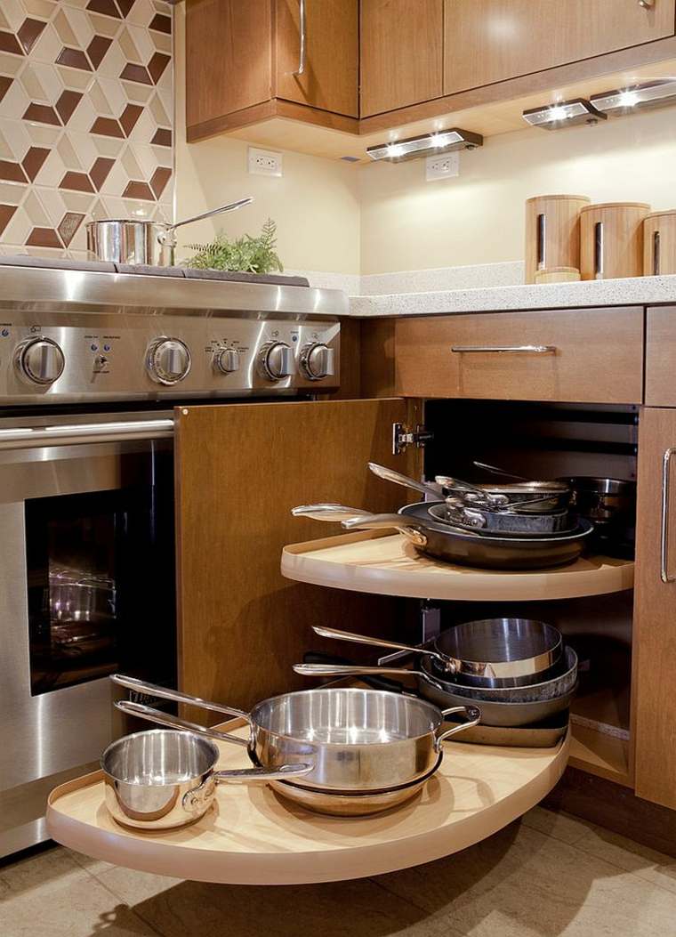 cuisine tiroir bois design idée meuble design gain de place