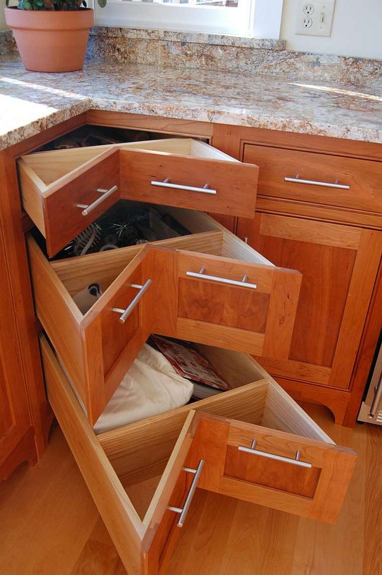 cuisine design gain de place meuble bois angle 