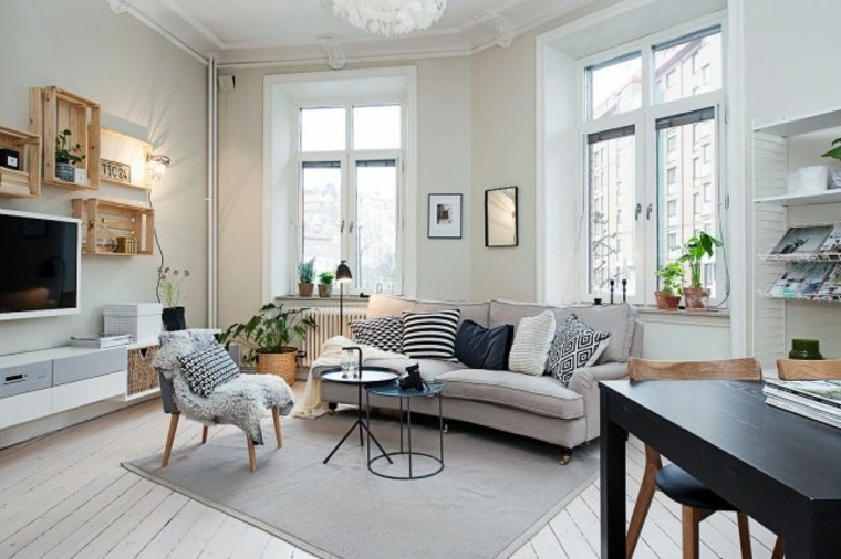décoration appartement moderne petit design canapé coussins