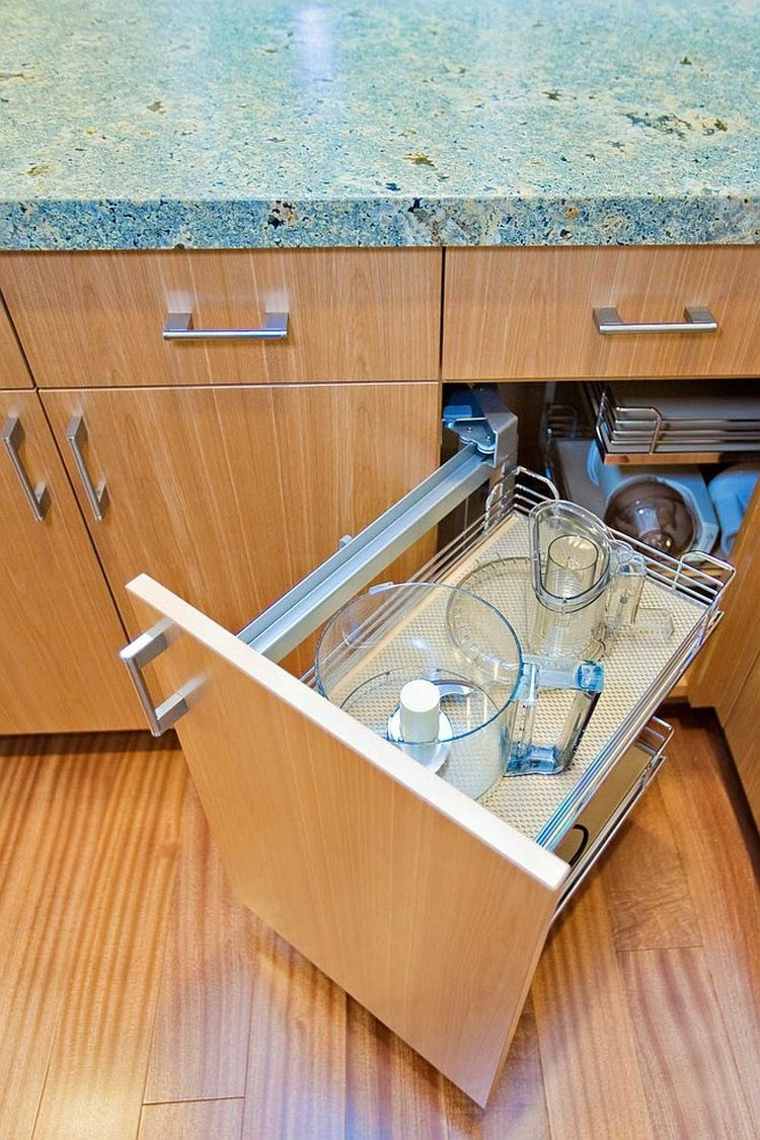 meuble cuisine angle bois design tiroirs 