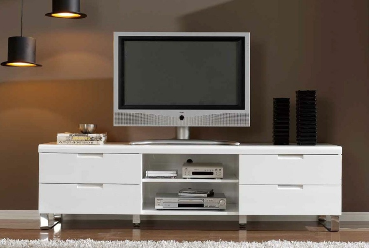 meuble d'angle TV design blanc