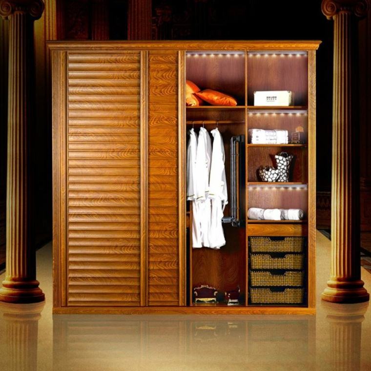 idée dressing éclairage armoire design bois 