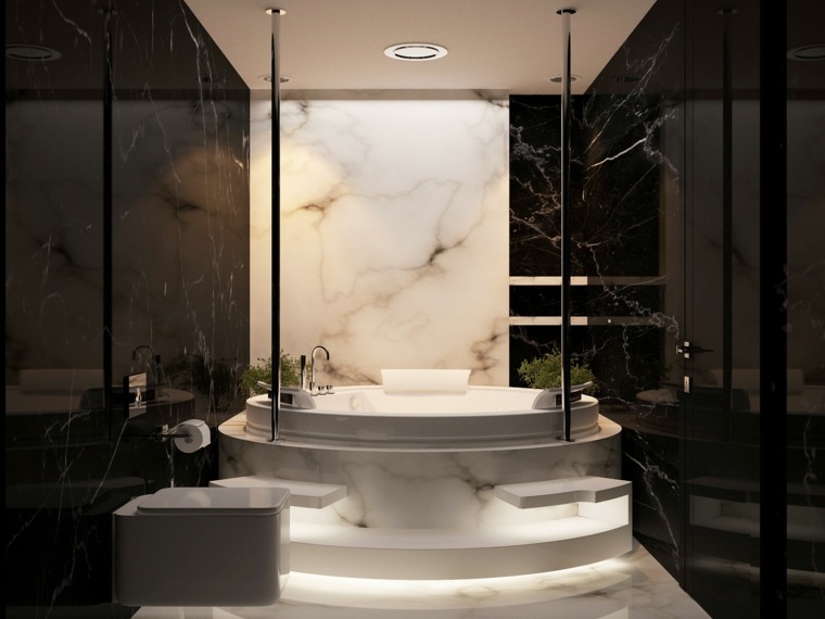 baignoire marbre design idée aménagement toilettes 