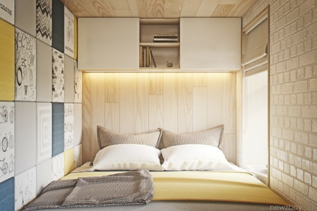 aménager un petit appartement design idée chambre à coucher