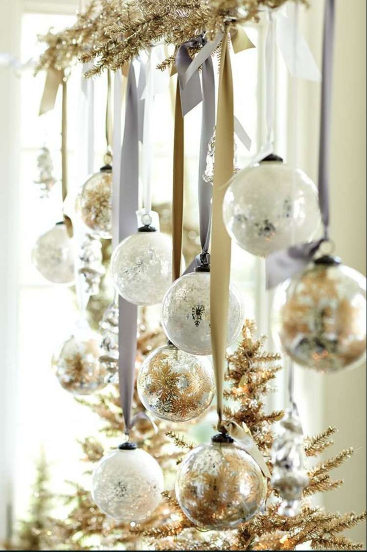 boules de Noël à decorer blanc dore