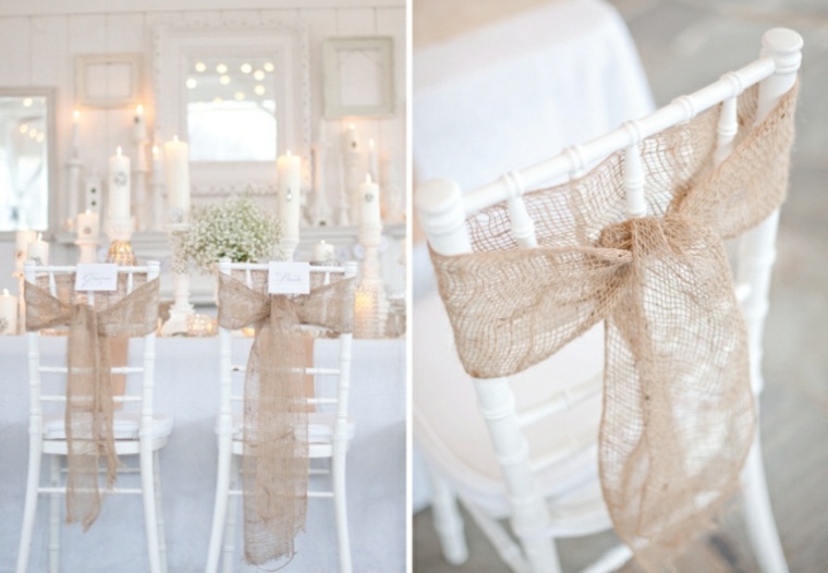 décoration mariage en blanc idée bougie cérémonie chaise déco